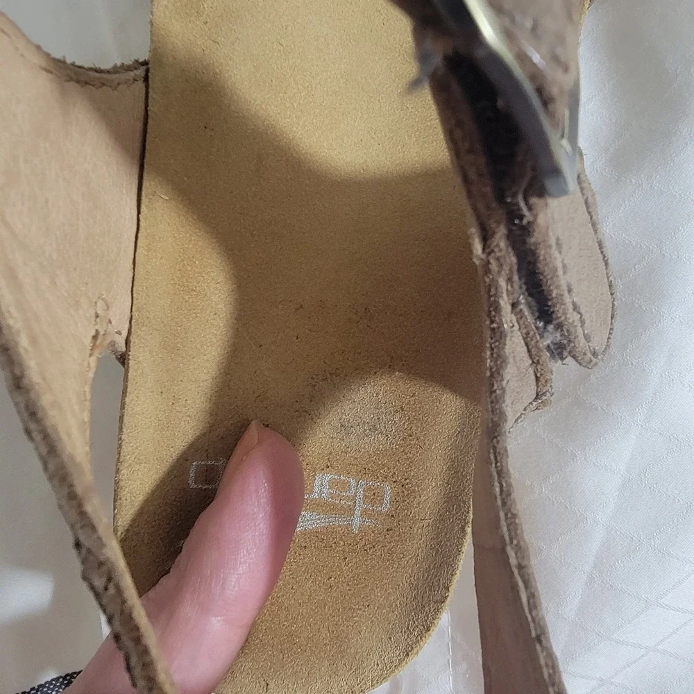 Dansko Tiffani 36 5.5-6 Milled Burnished Brown Leather Mary Jane Wedge Sandals